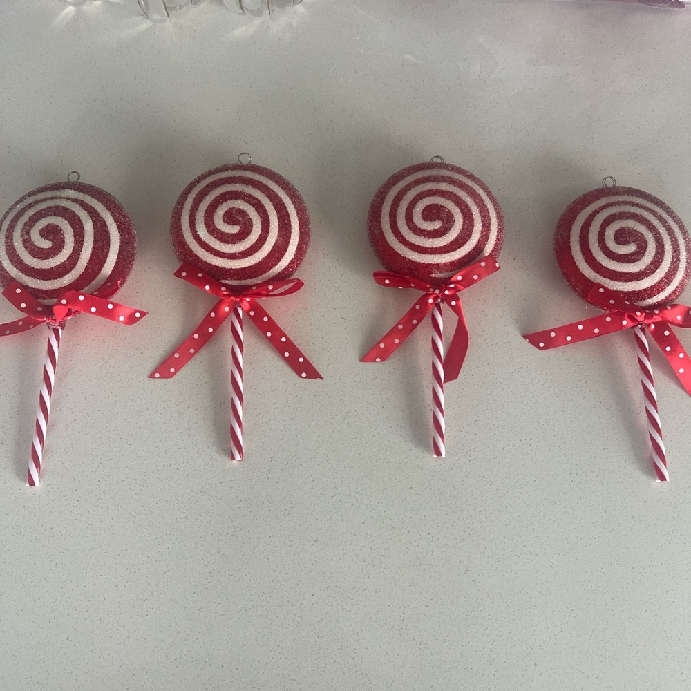 Red and White Swirl Lollipop Ornaments
